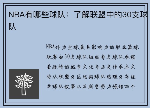 NBA有哪些球队：了解联盟中的30支球队